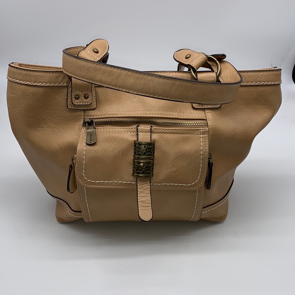 Born Concepts Beige faux Leather Satchel with Wallet
